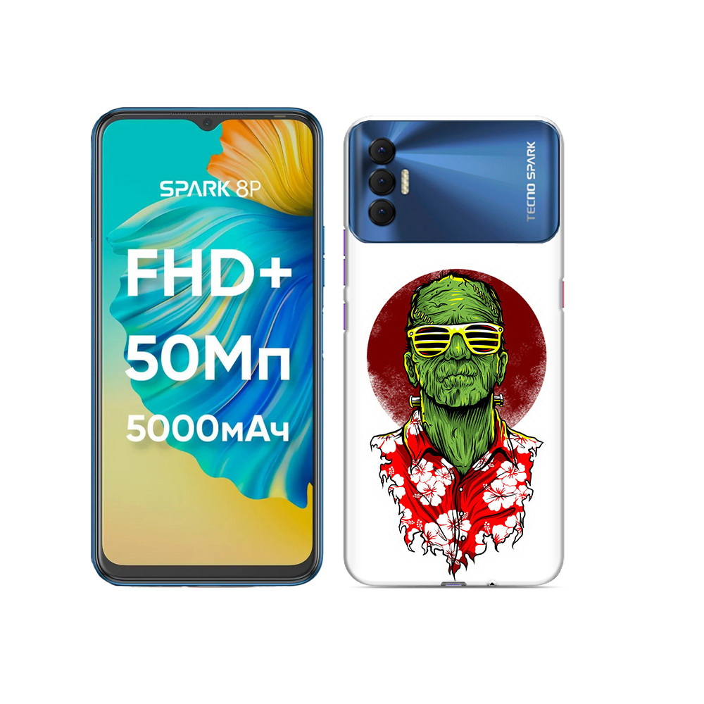 

Чехол MyPads Tocco для Tecno Spark 8P крутой зеленый мужчина в очках, Прозрачный, Tocco