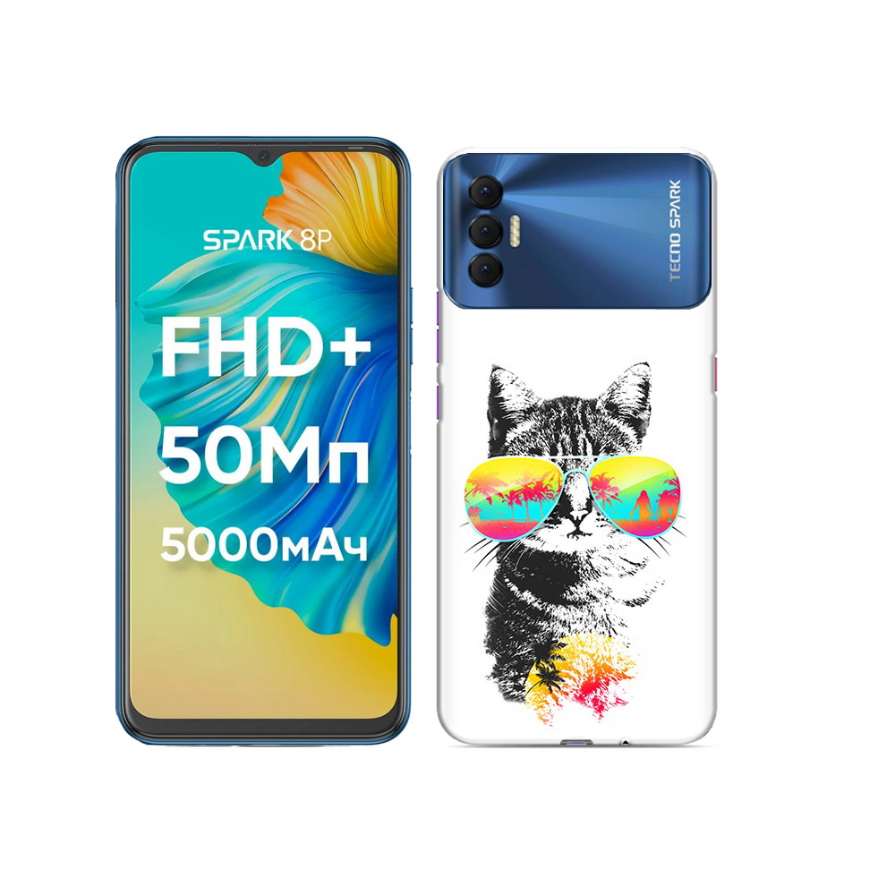 

Чехол MyPads Tocco для Tecno Spark 8P крутой кот, Прозрачный, Tocco