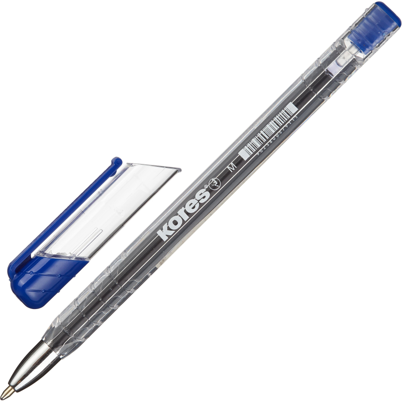 Ручка шариковая неавтоматическая KORES К11 M(1мм) треуг.корп, маслян, син, (3шт.)