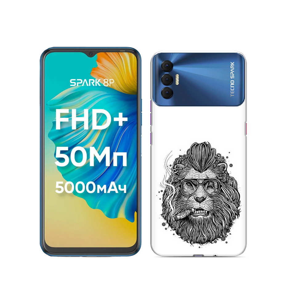 

Чехол MyPads Tocco для Tecno Spark 8P курящий лев, Прозрачный, Tocco