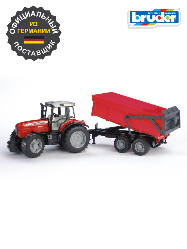 Трактор Bruder Massey ferguson 7480 с прицепом-самосвалом bruder трактор с погрузчиком и прицепом massey ferguson 7480