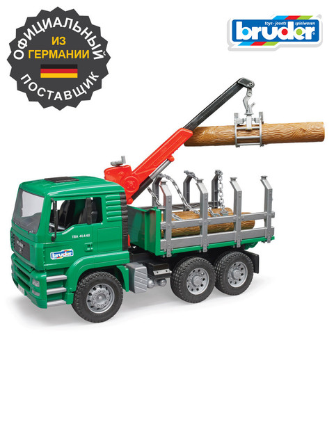 Лесовоз Bruder MAN с портативным краном и брёвнами bruder грузовик scania с краном и 2 паллетами