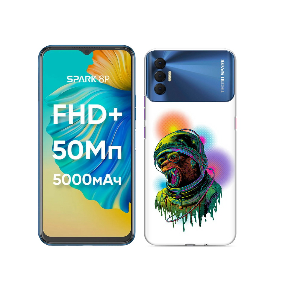 

Чехол MyPads Tocco для Tecno Spark 8P медведь космонавт, Прозрачный, Tocco