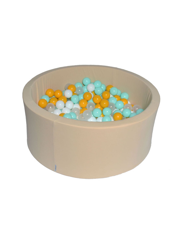 фото Сухой игровой бассейн ванильная дискотека 40см с 200 шарами: белый, прозр, мятный, желтый hotenok