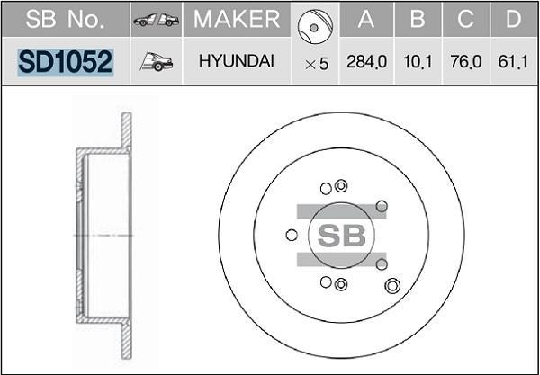 

Тормозной диск Sangsin brake задний для Hyundai Sonata/Kia Magentis SD1052