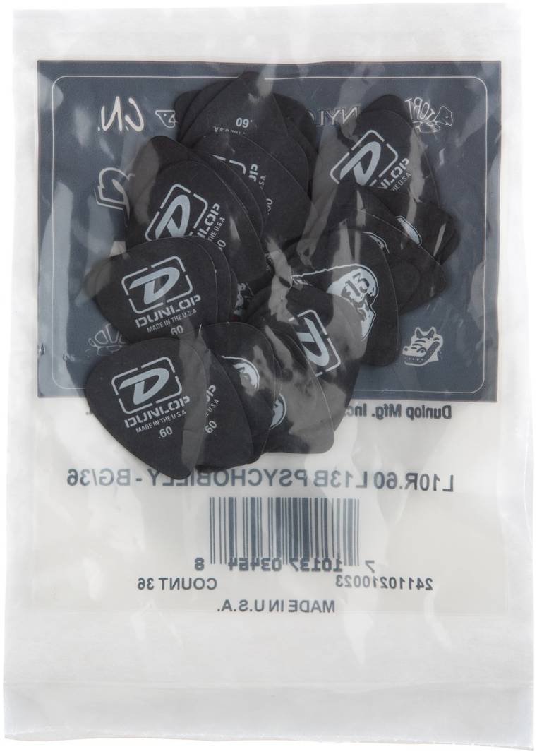 

DUNLOP L10R060 PSYCHOBILLY-36/BG медиатор с картинкой 0,6мм - упак. 36..., Черный