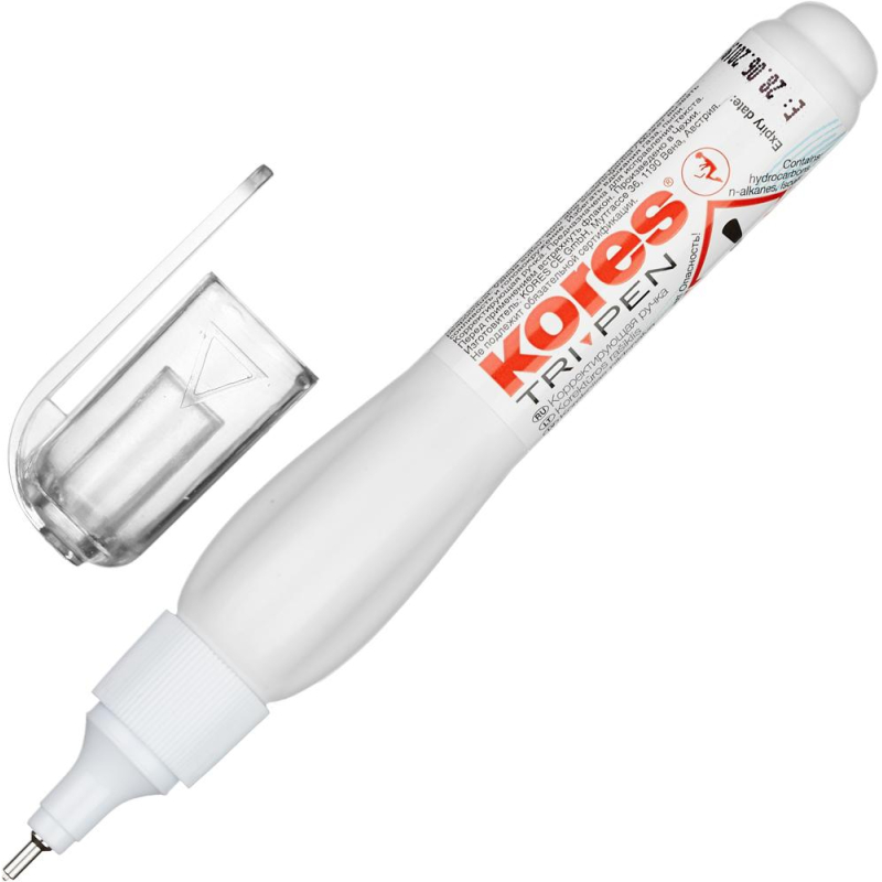 

Корректирующий карандаш 10г (8мл)Kores Tri Pen, металлический наконечник, (2шт.), Белый