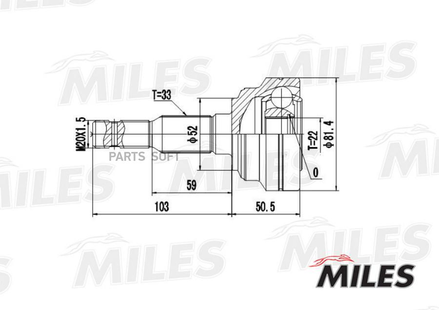 

Шрус Opel Astra 1.4-1.7td 98-05 Нар. Miles арт. GA20344