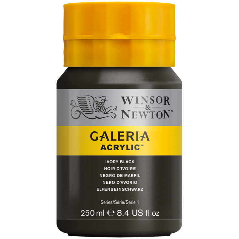 

Краска акриловая художественная Winsor&Newton Galeria 250мл туба черная слоновая кость, Черный