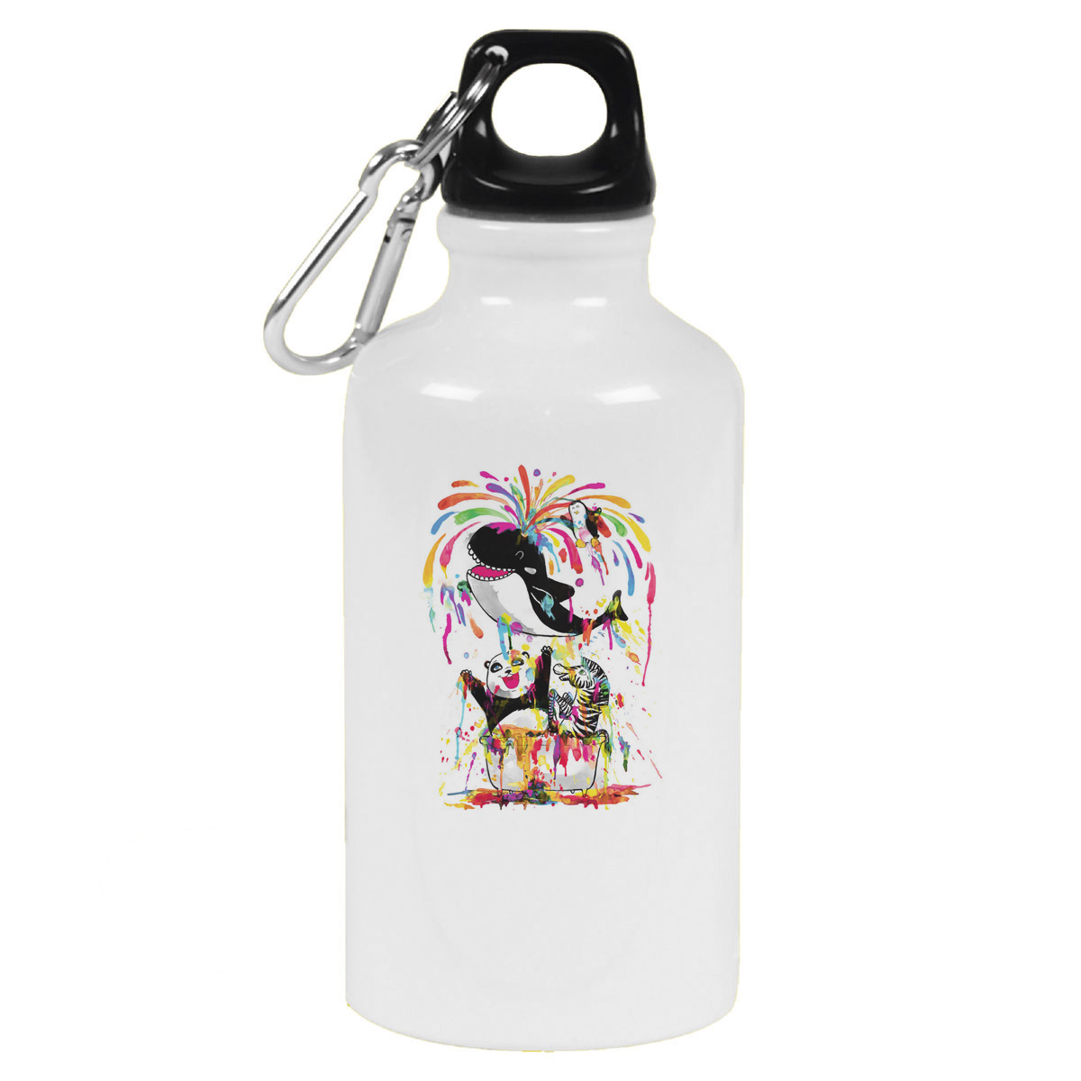Бутылка спортивная CoolPodarok Кит панда зебра пингвин краски арт