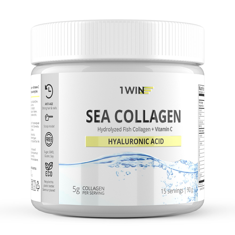 Морской коллаген с витамином С и гиалуроновой кислотой 1WIN порошок 90 г