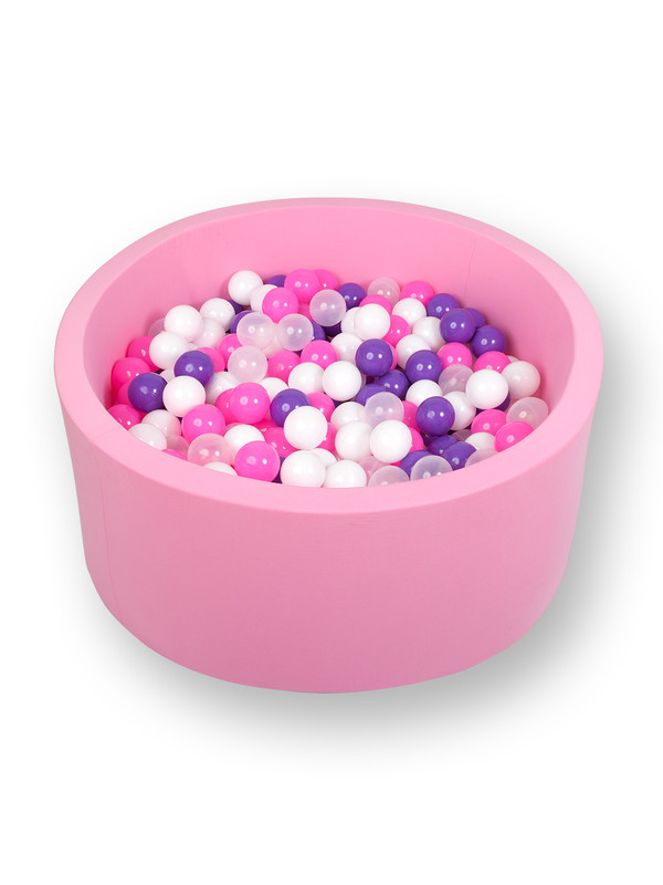 фото Сухой бассейн фиолетовые пузыри 40см с 200 шариками: розовый, белый, фиолетовый, прозр hotenok