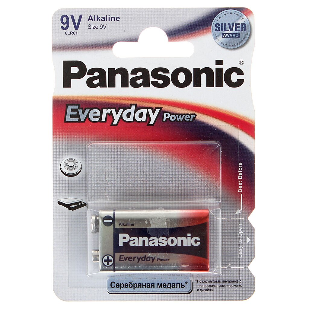 Щелочные батарейки Panasonic Everyday Power (9V) 6LR61REE/1BR - 6LR61REE-1BR