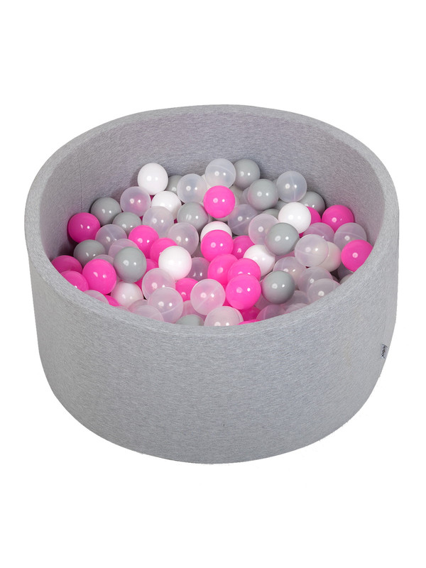 фото Сухой бассейн розовый праздник 33см с 200 шарами: белый, прозрачный, серый, розовый hotenok