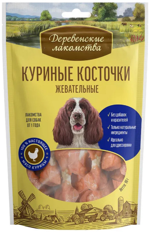 

Лакомство для собак Деревенские лакомства, Куриные косточки жевательные, 90 г*3 шт