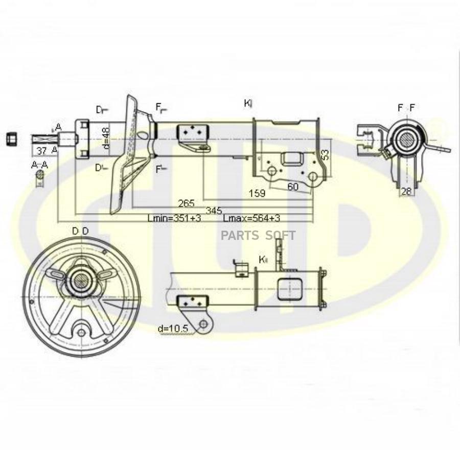 Амортизатор Зад Лев Газ Hyu Matrix 1.5D 01 - G.U.D. gsa333505