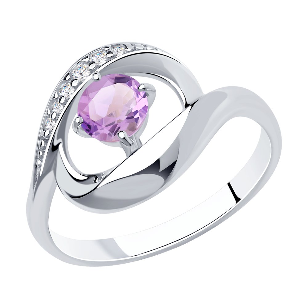 

Кольцо из серебра р. 17,5 Diamant 94-310-00695-3, аметист\фианит, 94-310-00695-3