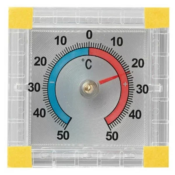 Набор из 5 шт, Термометр оконный биметаллический, крепление на липучку, диапазон от -50 до