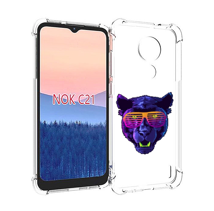 

Чехол MyPads фиолетовая пума в очках для Nokia C21, Прозрачный, Tocco
