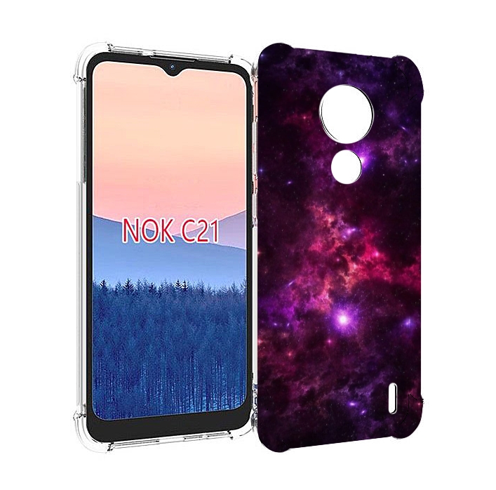 

Чехол MyPads фиолетовый-космос-с-облаками для Nokia C21, Прозрачный, Tocco