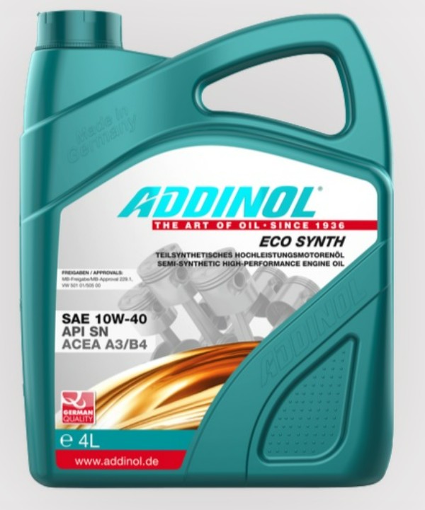 ADDINOL Моторное масло ADDINOL ECO Synth 10W-40 A3/B4 SL/CF 4л полусинтетическое