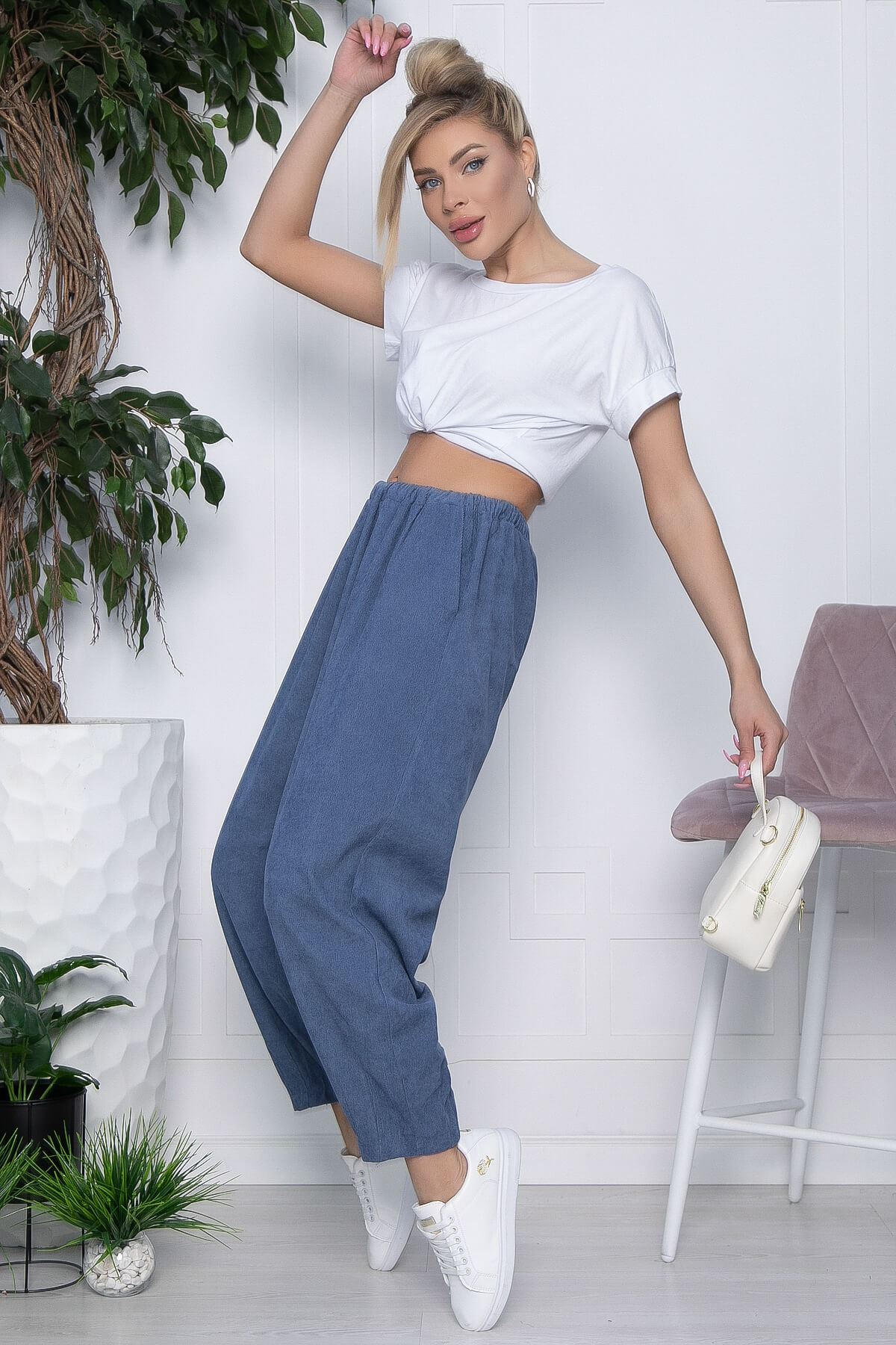 

Брюки женские LT Collection Брюки бохо голубые 52 RU, Голубой, Брюки бохо