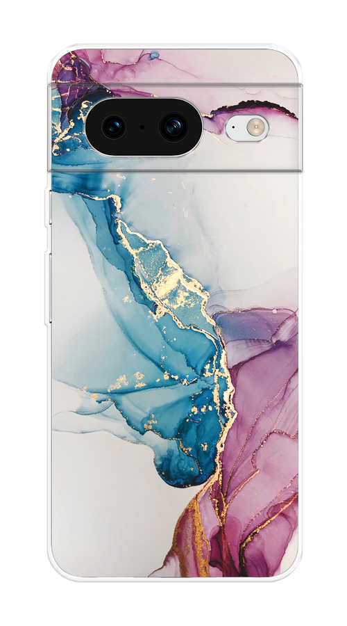 

Чехол на Google Pixel 8 "Розовые разводы рисунок", Синий;розовый;золотистый, 271550-1