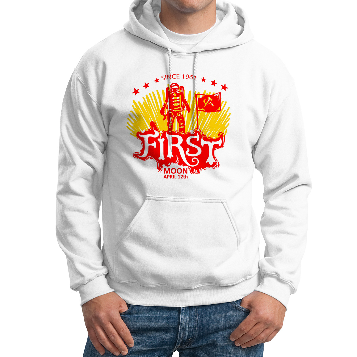 

Худи унисекс CoolPodarok Иллюстрация Косманавт 1961 белое 56 RU, Белый, M0151280