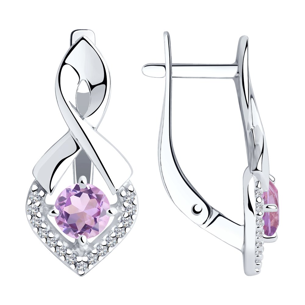 

Серьги женские из серебра Diamant 94-320-00380-3, аметист/фианит, 94-320-00380-3