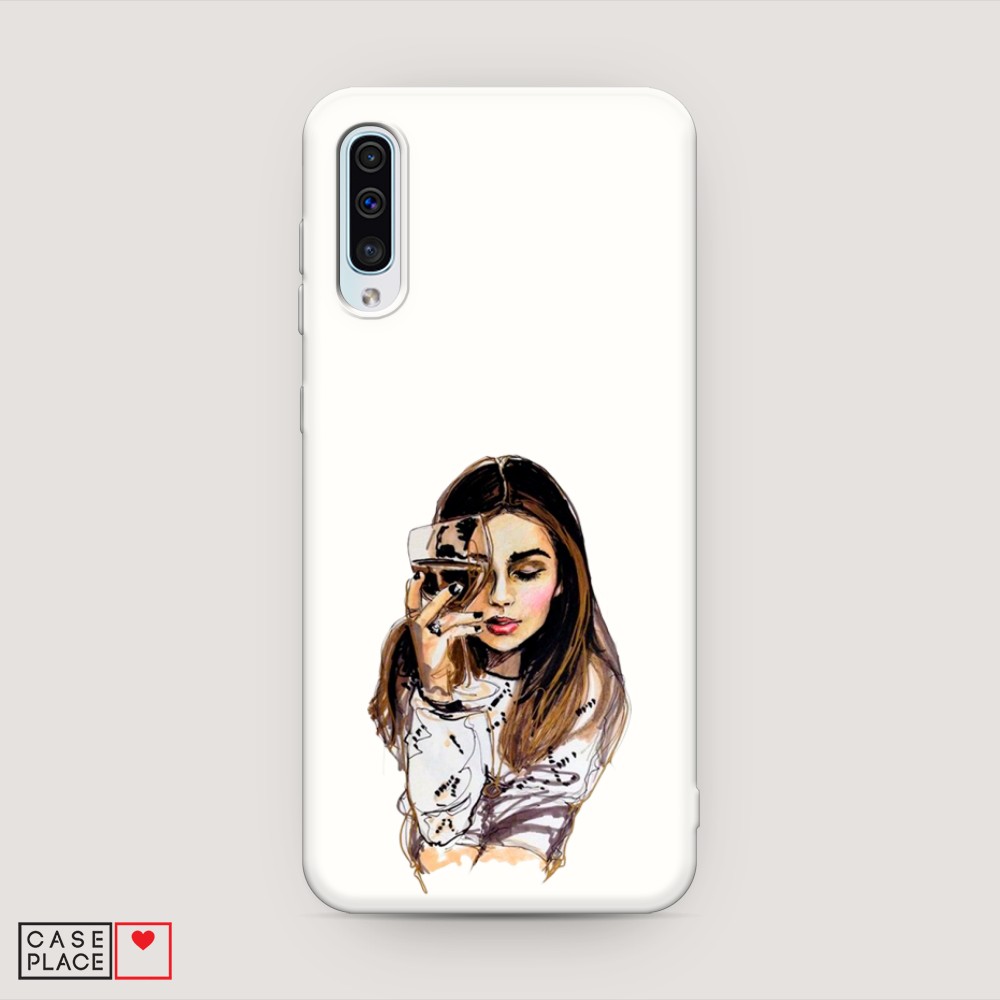 

Матовый силиконовый чехол "Девушка с бокалом" на Samsung Galaxy A50