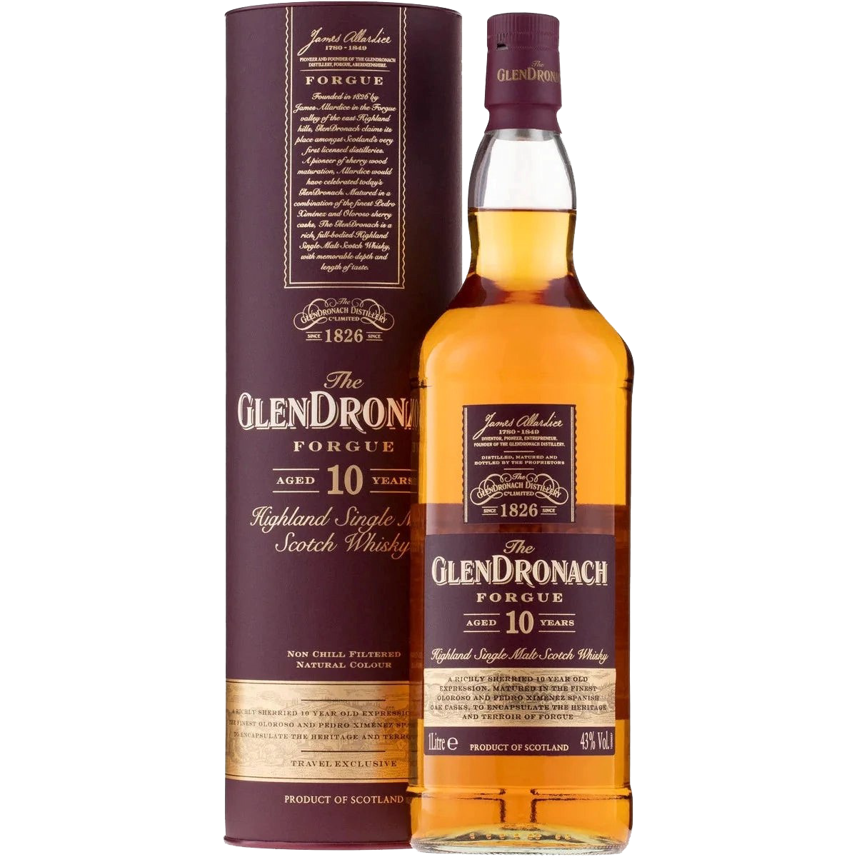 

Виски Glendronach The Forgue Highland Single Malt Scotch Whisky 10 y.o. (gift box) 43% 1л