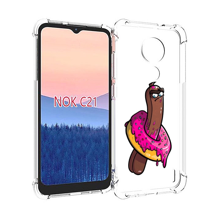 

Чехол MyPads эклер в пончике для Nokia C21, Прозрачный, Tocco