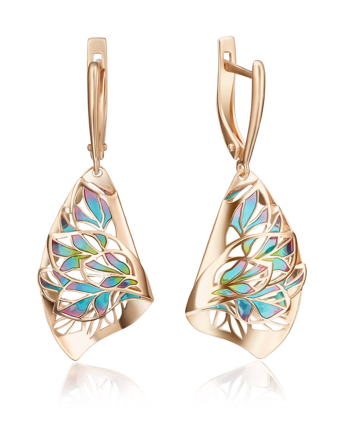 

Серьги подвески из красного золота PLATINA jewelry 02-4024-00, эмаль, 02-4024-00