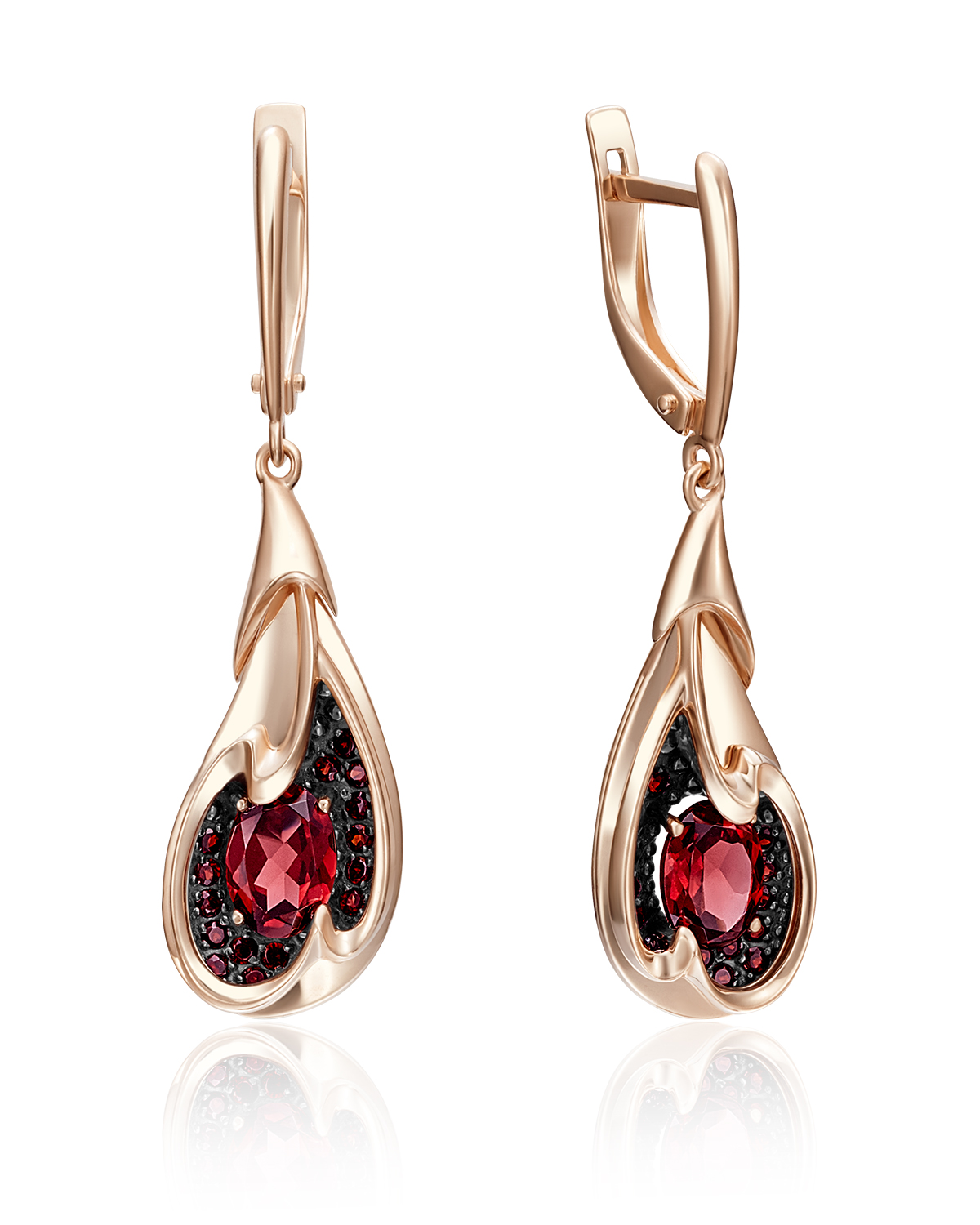 

Серьги подвески из красного золота PLATINA jewelry 02-4180-00, гранат, 02-4180-00