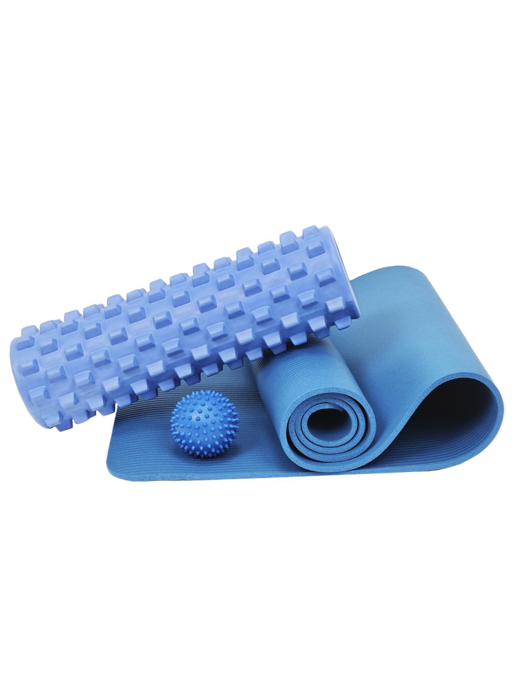 фото Набор для йоги: коврик с чехлом + массажный ролик + массажный мяч, синий,b01093 urm