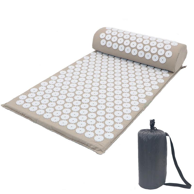 

Акупунктурный массажный комплект Acupressure Mat из коврика и валика, серый, 23986