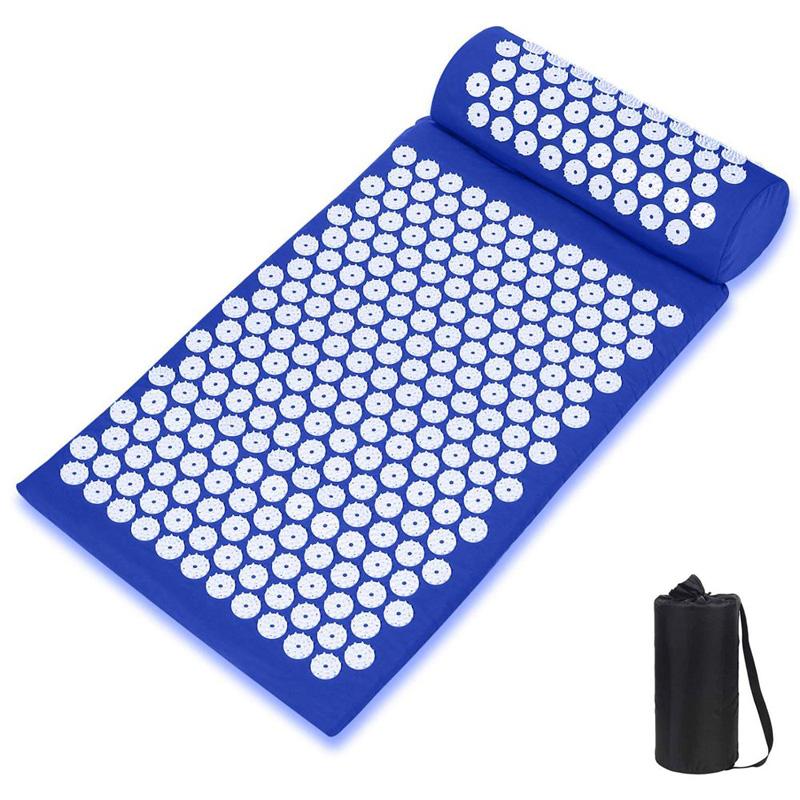 

Акупунктурный массажный комплект Acupressure Mat из коврика и валика, синий, 23986