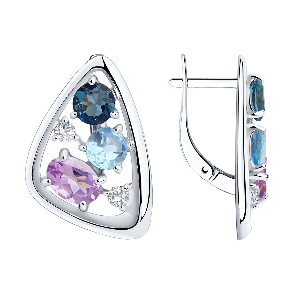 

Серьги из серебра Diamant 94-320-00658-1, топаз/аметист/фианит, 94-320-00658-1
