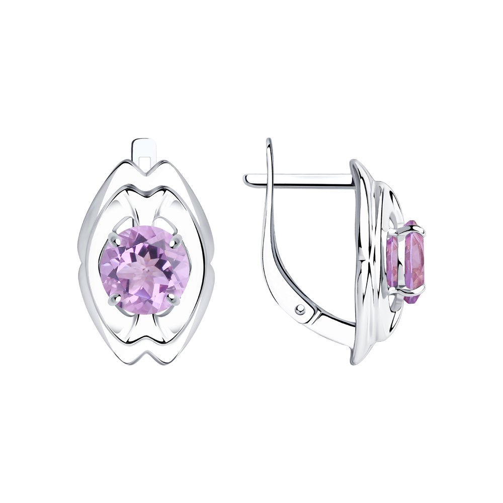 

Серьги женские из серебра Diamant 94-320-00680-2, аметист, 94-320-00680-2
