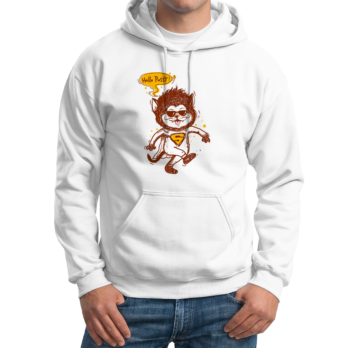 

Худи унисекс CoolPodarok Иллюстрация Кот в костюме супермена 2 белое 56 RU, M0151364