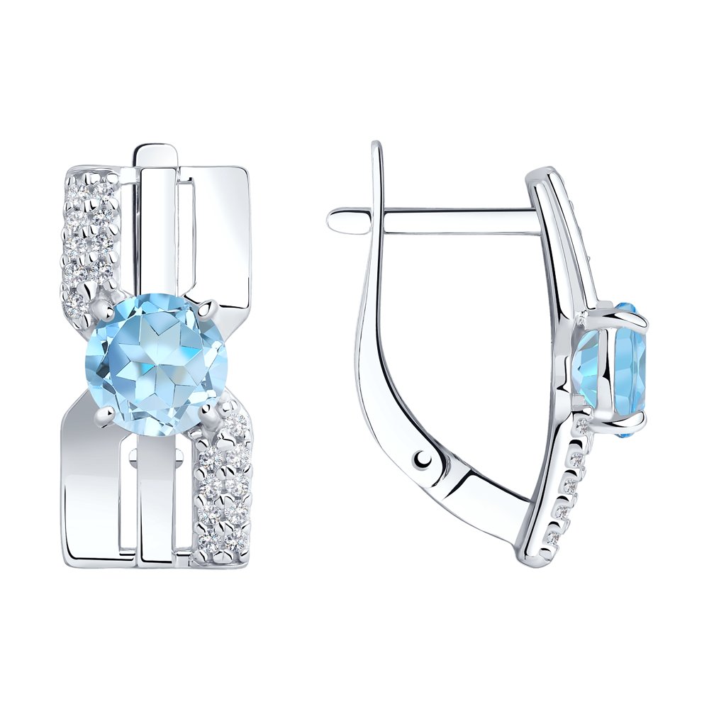 

Серьги женские из серебра Diamant 94-320-00794-1, топаз/фианит, 94-320-00794-1