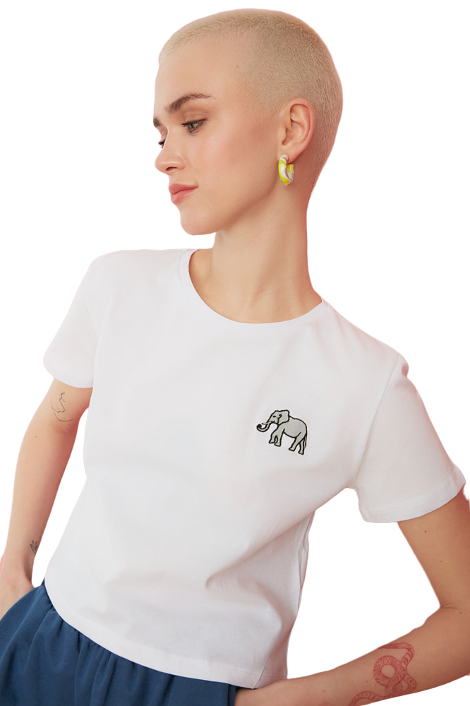 

Футболка женская Trendyol TWOSS20TS1462 белая L, TWOSS20TS1462