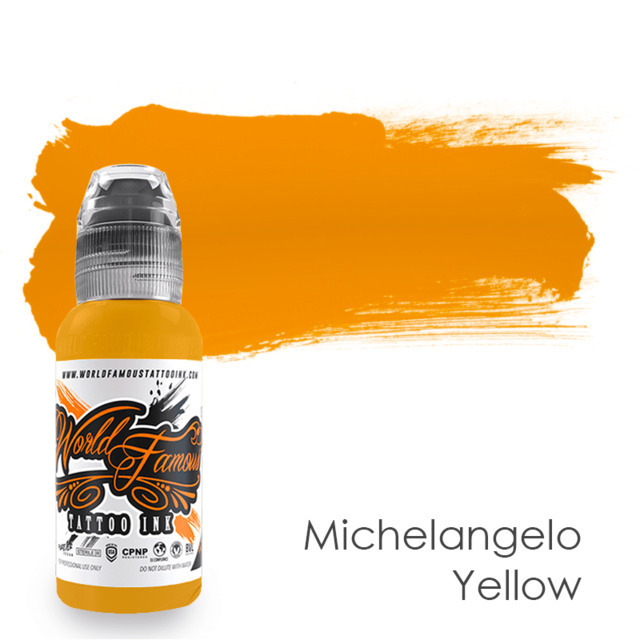Краска для тату World Famous Michaelangelo Yellow, 30 мл, желтая 100 лучших стикеров самые стильные