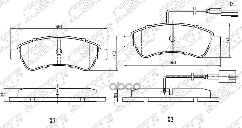 

Колодки Тормозные Зад Peugeot Boxer 06- (2 Датчика Износа) Sat St-1614412180