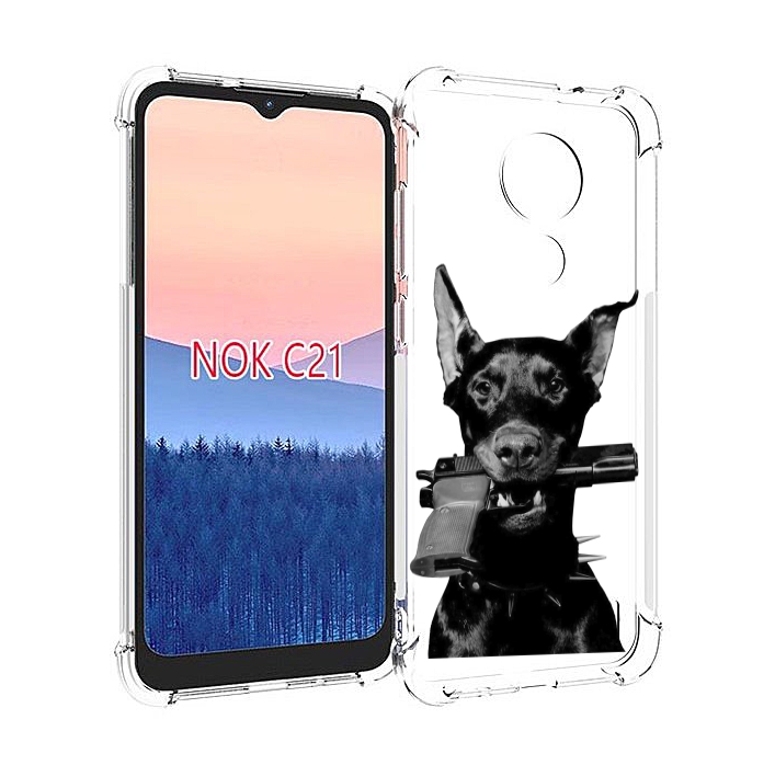 

Чехол MyPads доберман с пистолетом для Nokia C21, Прозрачный, Tocco