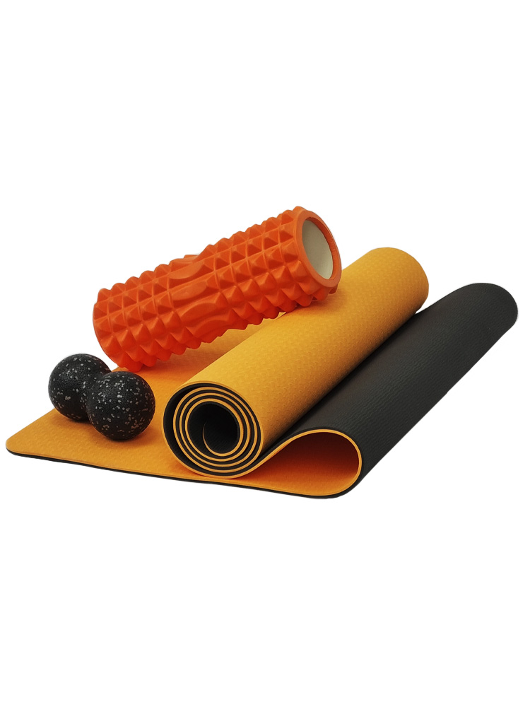 фото Коврик для йоги urm b01095 оранжевый/черный 183 см, 15,5 мм