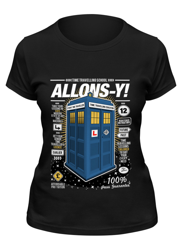 

Футболка женская Printio Allons-y! черная XL, Черный, Allons-y!
