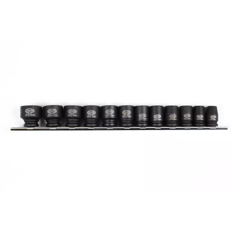 

Набор ударных головок 3/8" 12 пр., 8-22мм, на линейке, ASA-31001