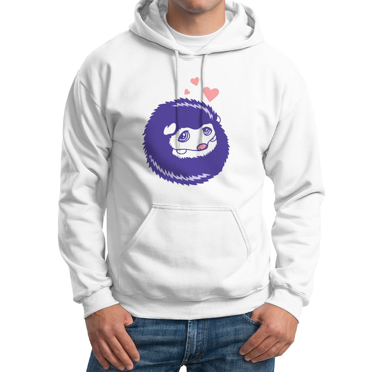 

Худи унисекс CoolPodarok Животные Ежик с сердечком белое 56 RU, Белый, M0151507