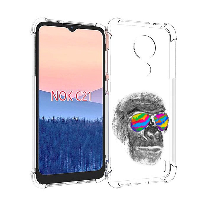 

Чехол MyPads крутая обезьяна в очках для Nokia C21, Прозрачный, Tocco